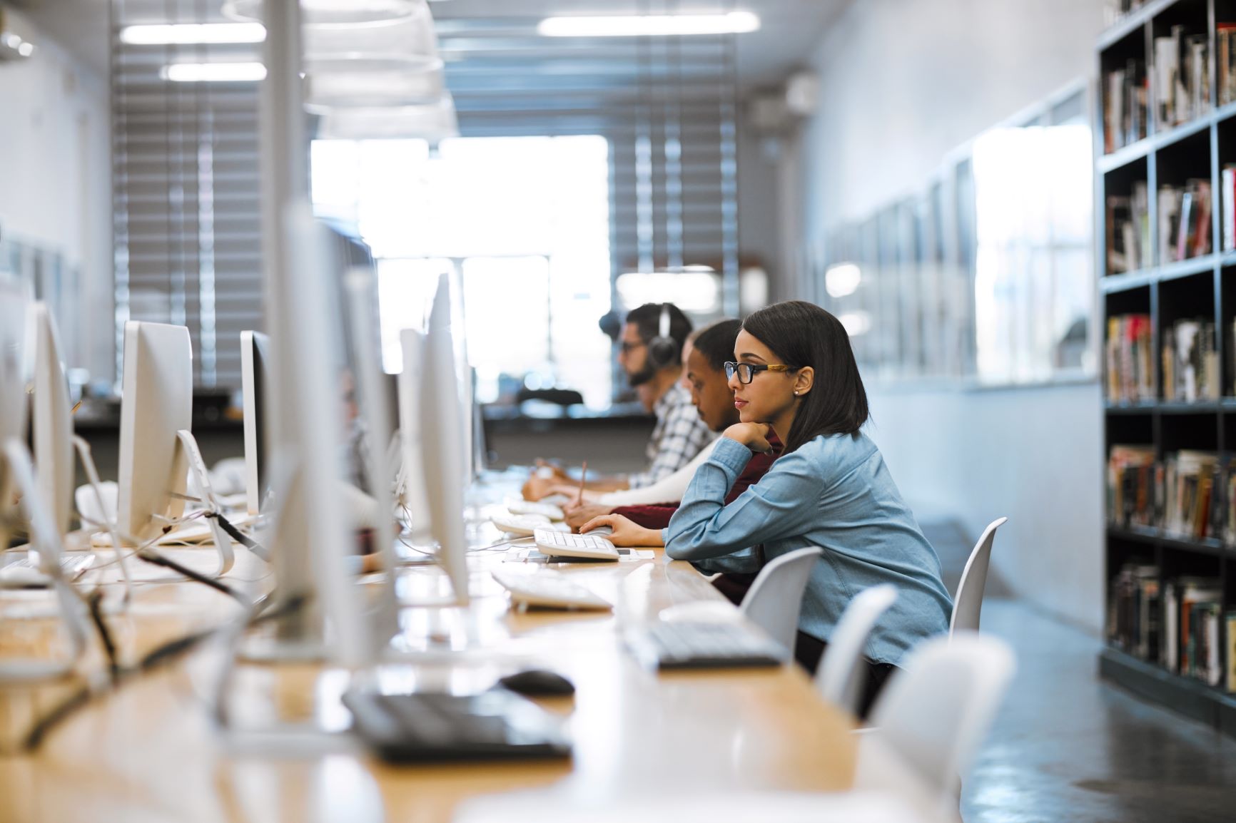 Students in the library