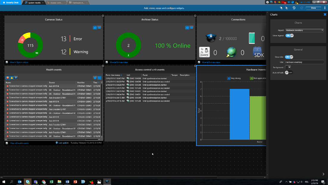 Security Center 5.8 live dashboards