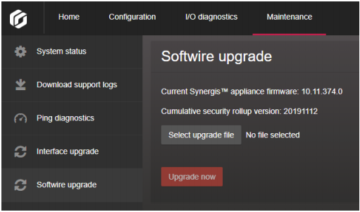 Actualización del software Synergis