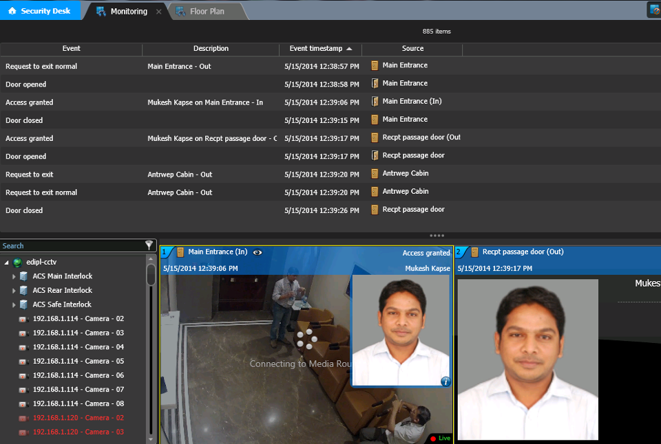 Monitoring facial recognition