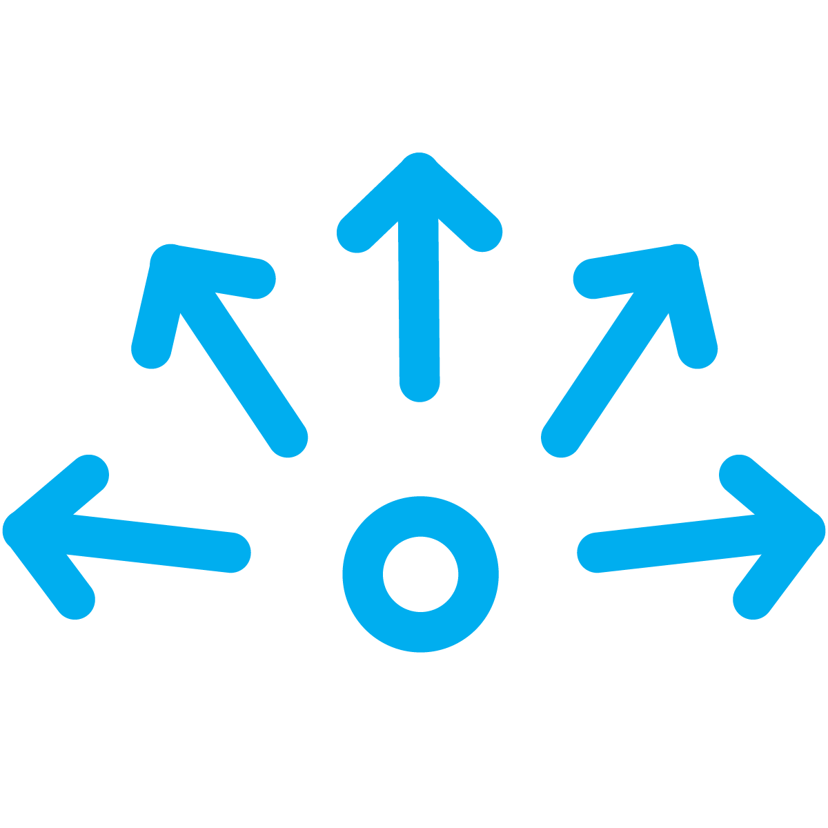 Arrows pointing away from a circle